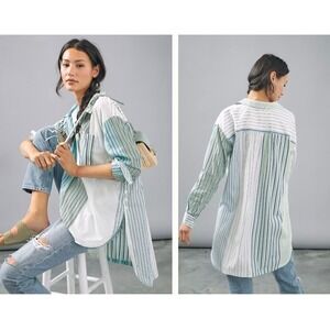 Maeve Anthropologie Shirt Womens Large Multi Stripe Alix Tunic Boho Colorblock